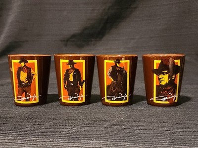 4 John Wayne Vandor Shot Glasses (2014) The Duke Western Quotes & Signature New
