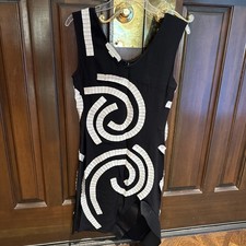 Stella McCartney Black White Embroidered Zipper V Sleeveless Dress 42