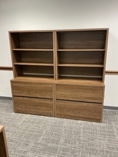 2Dr 36"Wx20"x67"H lateral file cabinet w/open hutch by HON in Modern Walnut