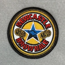 FABULOUS VINTAGE STYLE NEWCASTLE BROWN ALE EMBROIDERED IRON-ON PATCH...