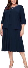 Alex Evenings Special Occasion Dress, 18 Plus, Navy