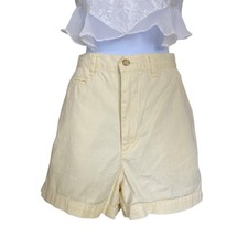 Vintage 80s Butter Yellow Preppy Classic Cottage Bermuda Cotton Shorts Size 2/4