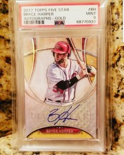 2017 Topps Five Star Bryce Harper 7/10 Autographs Gold #FSA-BH PSA 9 Nationals