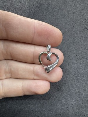 2g AV Sterling Silber 925 & 14k Diamant Herz Anhänger Schmuck Konvolut K