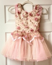 Weissman Girls Pink Floral Ballet Tutu Dress Leotard Sleeveless Size 1C