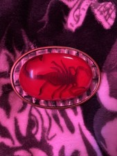 Alpaca Abalone Red Scorpion Belt Buckle Vintage