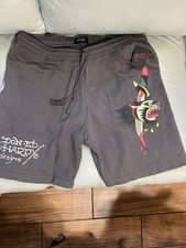 Pantalones Cortos de Sudadera Estilo Y2K Ed Hardy Panther Tiger Gris Carbón Talla XL NUEVOS CON ETIQUETAS