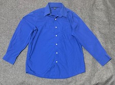 Croft  Barrow Men's M 15 1/2-16 32/33 Blue Long Sleeve Shirt