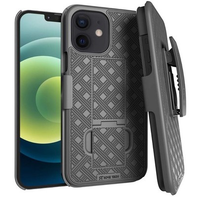 Rugged Iphone 12 Mini Holster Case With Kickstand And Clip For Hands-free Use