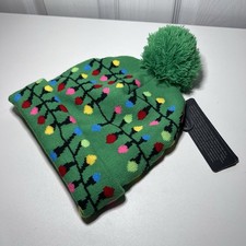 LED Christmas Light-Up Knit Beanie Hat with a Pom-Pom
