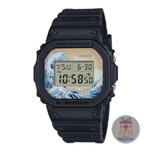 Casio G-SHOCK DW-5600KHK25-1 Hokusai Wave Ukiyo-e Japan Limited Watch Black