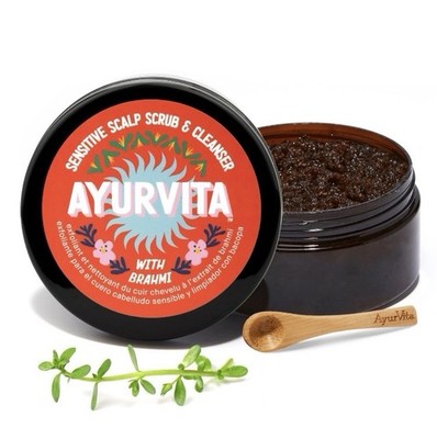 AYURVITA Sensitive Scalp Scrub & Cleanser with Brahmi Exfoliates Fights Dandruff