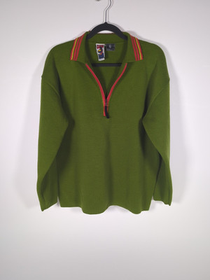 VTG Men's M Obermeyer Delaney Sweater 1/4 Zip Ski, Acrylic Wool Blend, Green