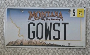 2019 Montana Vanity License Plate "Gowst" Go West Mountains Glacier Yellowstone
