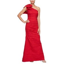 Alex Evenings Bow-Detail One-Shoulder Scuba Crepe Dress