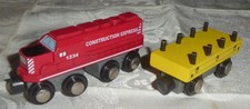 Vintage 2003 Geoffrey Inc Wooden Railroad Locomotive and Flatcar