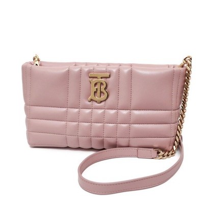 Burberry Lola Quilted Chain Bag Pink Leather Crossbody Used