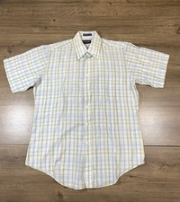 Vintage 70s Recess Shortsleeve Button Down Plaid Lightwieght Large Polo Shirt