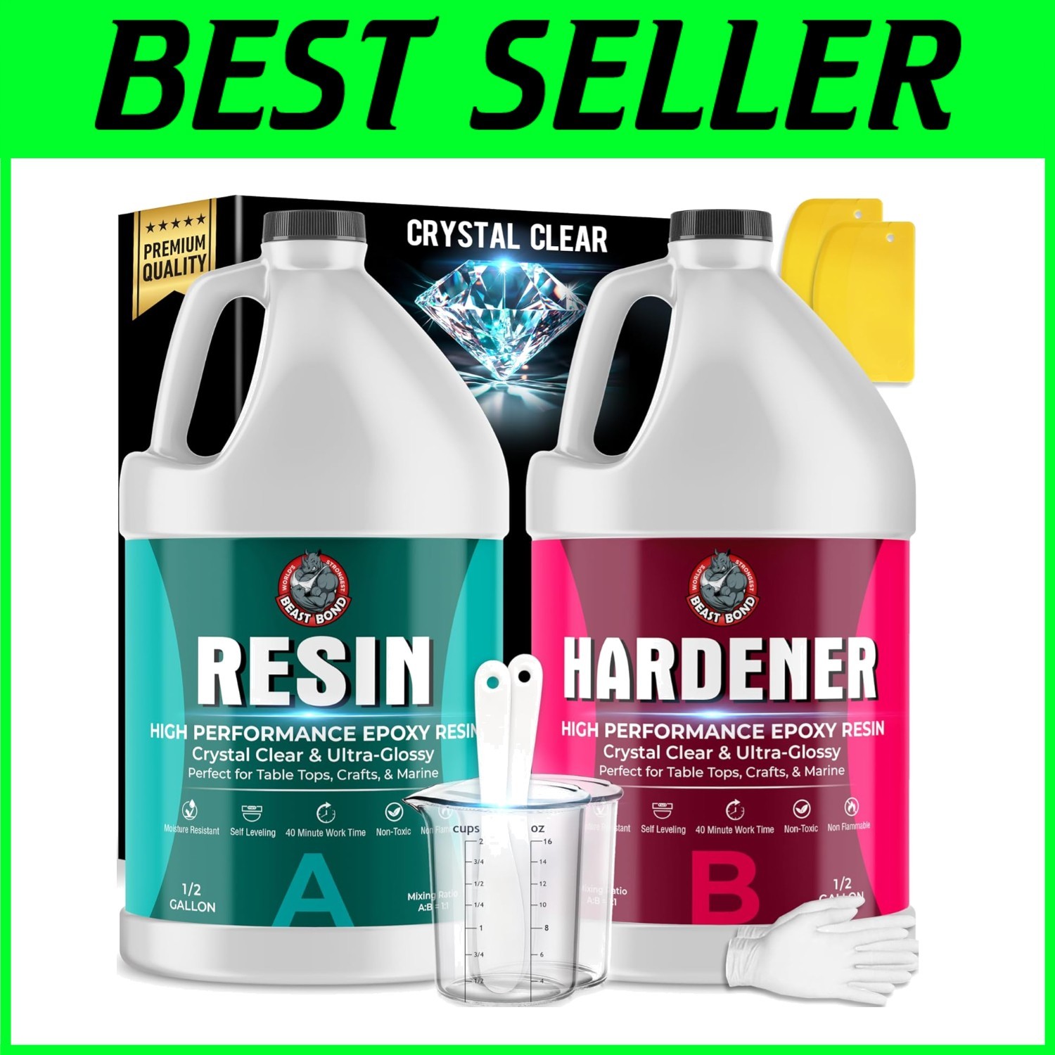 UV-Resistant Self-Leveling 1-Gal Epoxy Resin for Durable Crafts & DIY