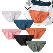 Fashionable Mens Threaded Underpants with Low Waist and U Convex Pouch