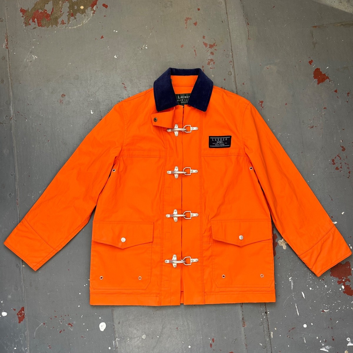 VTG 90s Ralph Lauren Marine Supply Buckle Fireman Jacket 0/67