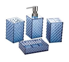 Bathroom Accessories Set, 4 PCS Dark Navy Bathroom Accessories Sets Blue
