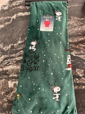 Peanuts Plush Christmas Throw Blanket Snoopy Woodstock BE MERRY BRIGHT 50x70