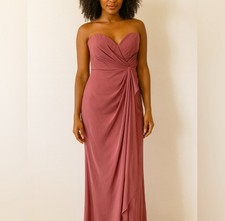 Mori Lee Sweetheart Chiffon Strapless Floor Length Dress in Pink size M/6