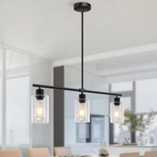 Kitchen Island Lighting, 3 Lights Linear Chandeliers Rectangle Pendant Light ...