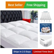 Queen Mattress Topper, Extra Thick Pillowtop, Cooling and Plush Mattress Pad ...
