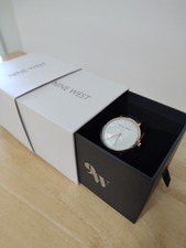 Nine West Wrist Watch: Black Band, Rose Gold Bezel White Face Automatic Japanese