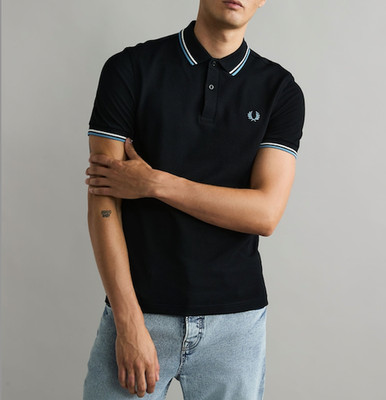 Fred Perry M3600 Twin Tipped Mens Cotton Polo Shirt in Black Size XL