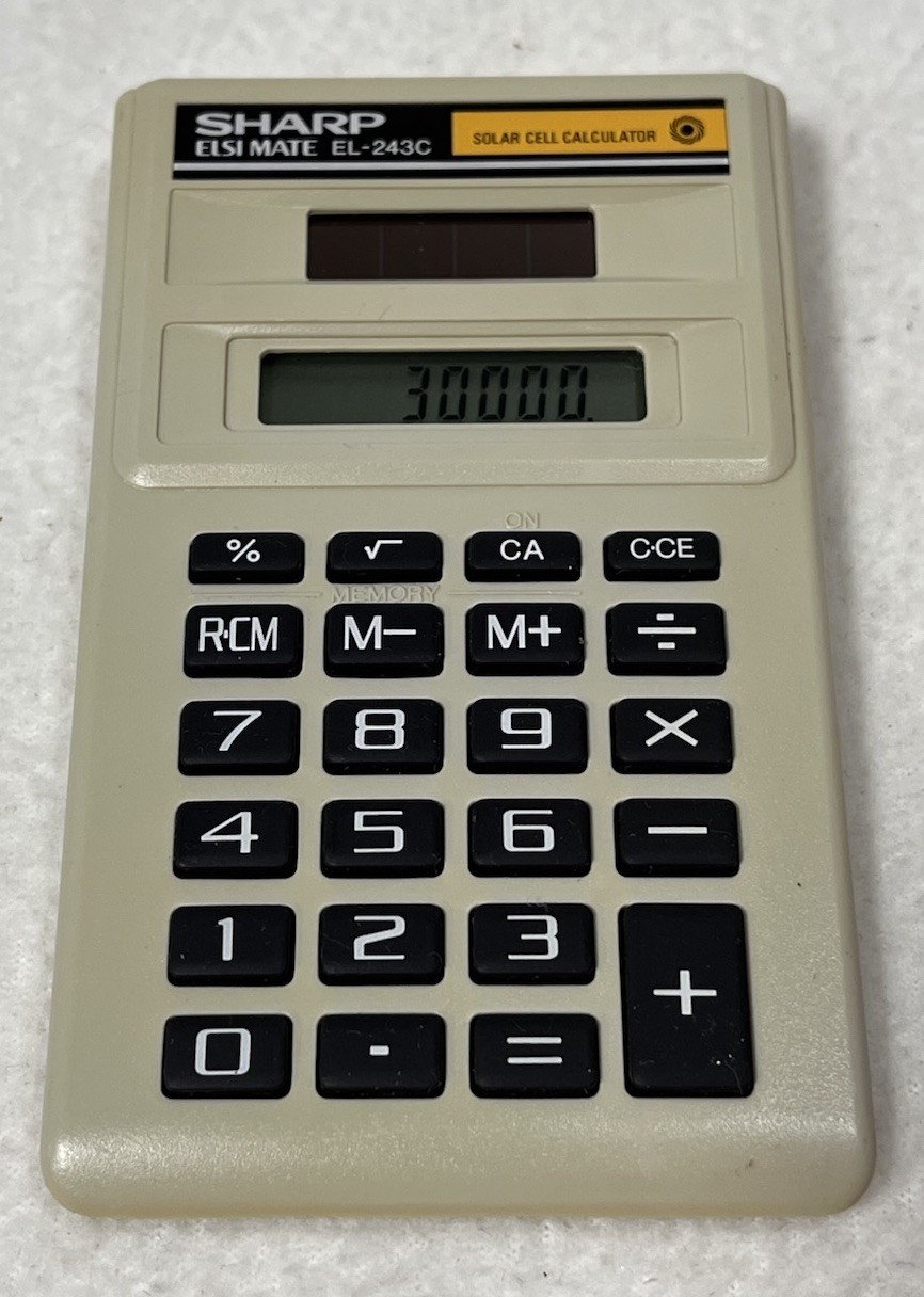 SHARP Calculator ELSI MATE EL-243C Solar Cell Calculator Works Vintage-image