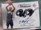 2007-08 UD Ultimate Virtuoso Lebron James Auto Dual Game Used Jersey 10/25