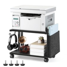 Under Desk Printer Stand Small Printer Table with Storage 2 Tier Printer Cart wi