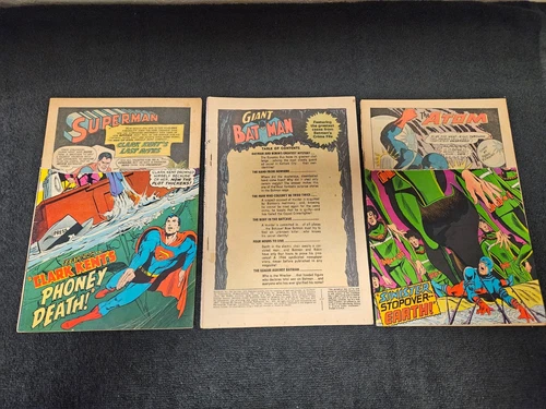 1968 DC COMICS LOT OF (3) COVERLESS SILVER AGE BATMAN SUPERMAN THE ATOM VINTAGE