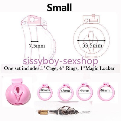 Pink Sissy Small Cage Male Cages Lock Belt Slave Ring Chastity Device Restrain