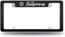 Cubierta de etiqueta cromada con marco de placa de metal de los Miami Dolphins, 12x6 pulgadas