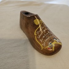Vintage Wooden Shoe Form Cobbler Hand Painted With Lullaby. 5.5x2.5x2.25 In