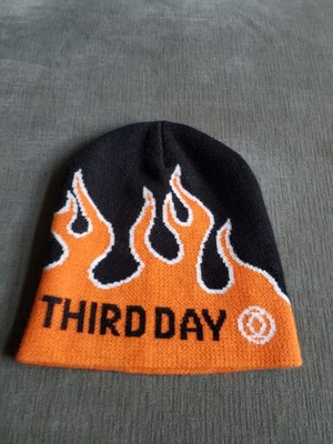 Vtg Y2K Third Day Christian Rock Band Beanie Flames Fire Knit Hat Cap