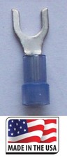  100 16-14 8 BLUE NYLON FORK SPADE TERMINAL ELECTRICAL CONNECTOR MADE IN USA