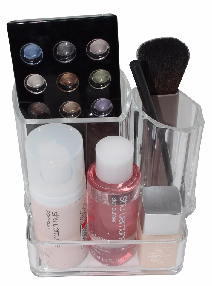 Прозрачная акриловая кисть для макияжа и косметический держатель с 3 отделениями продавец из США - Изображение 4 из 4