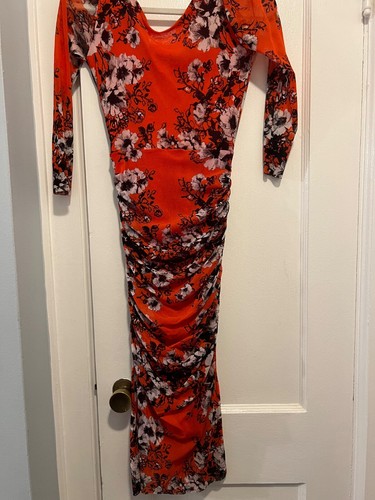 Fuzzi Italy Sheer Mesh Dress Size M Stretchy Ruched - Picture 5 of 11