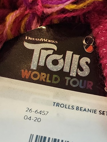 TROLLS WORLD TOUR YOUTH BEANIE 2 PIECE SET PINK 2T-5T - Picture 9 of 12