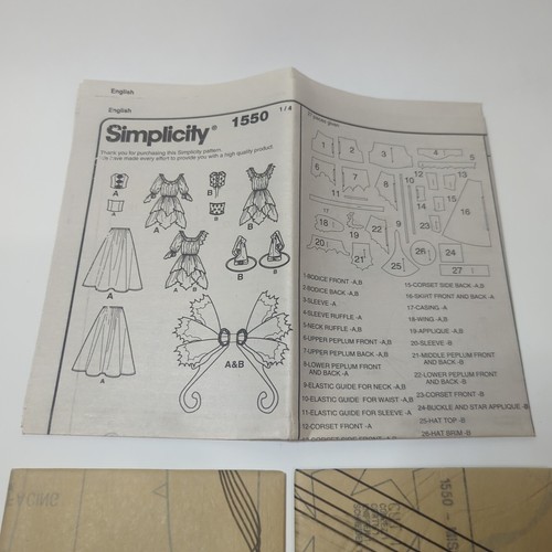 Simplicity 1550 Schnittmuster Fantasy Fee Kostüm Cosplay Flügel Hut Gr. 6-14 - Bild 6 von 7