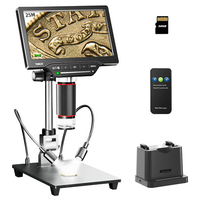 TOMLOV 1500X Digital Microscope 10'' screen 25MP Coin Magnifier Diamond Loupes