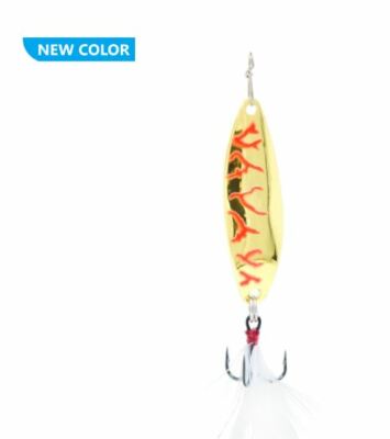 Clam Panfish Leech Flutter Spoon Glow Red Lightning 1/32 oz #14 Treble Hook