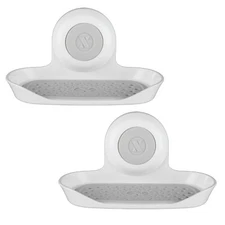 SlipX Solutions Patented Strong Hold Suction Soap Saver in White, 2-pack