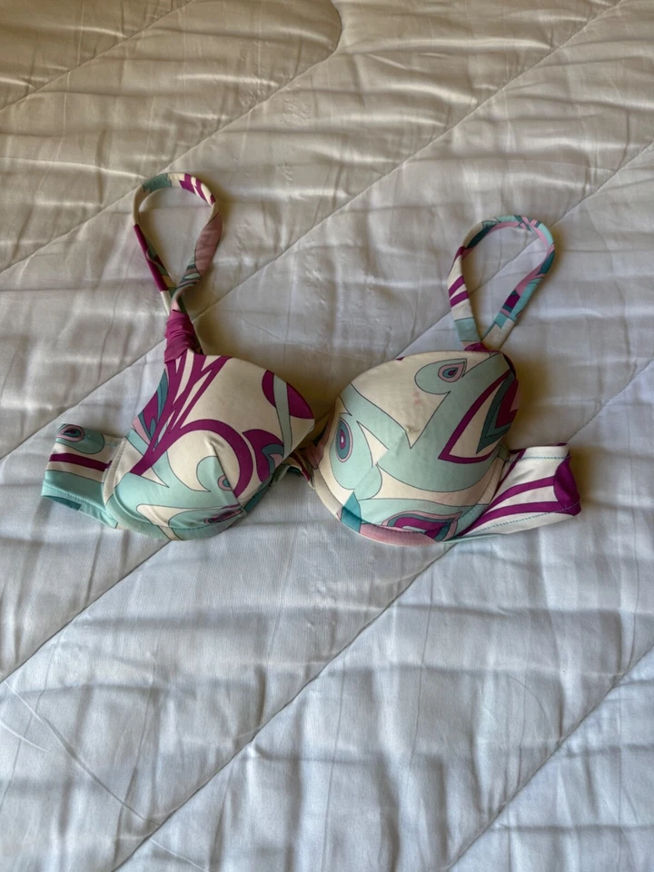 Traje de baño vintage ChANTELLE azul abstracto estampado floral de dos piezas talla pequeña Foto 2 de 4