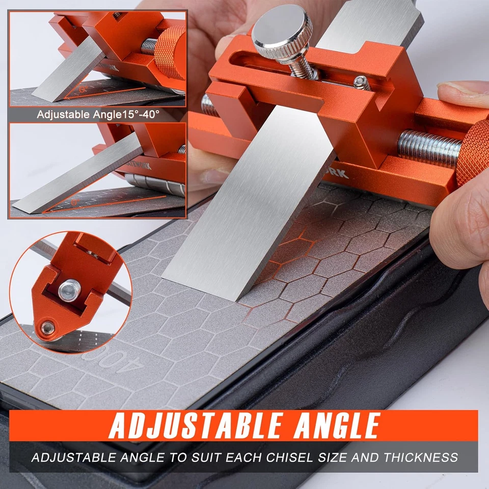 Kit de afilado de cincel con piedra de afilar de diamante, herramienta guía de afilado, afilado Foto 4 de 4